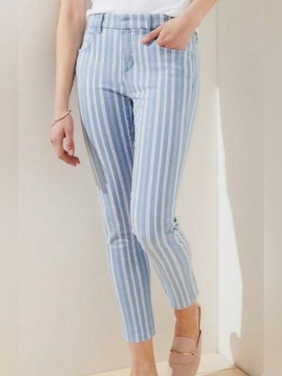 LOFT Pants - LOFT Modern Skinny Crop Blue and White Vertical Striped Pants 31 / 12